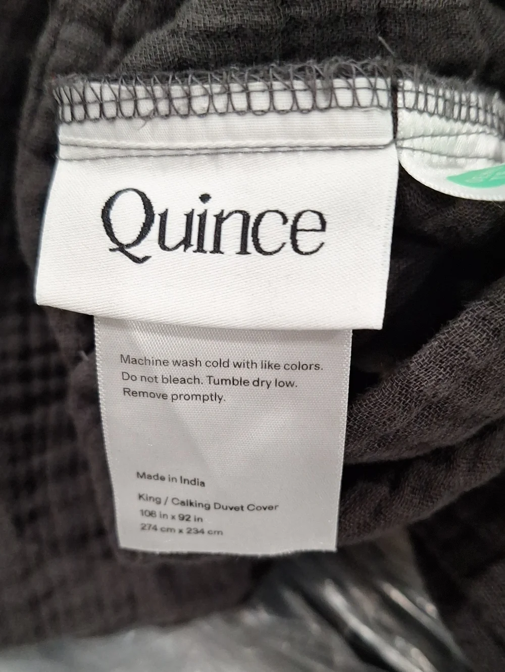 Quince Organic Cotton Gauze Duvet Cover Set Charcoal K/Cal K NEW